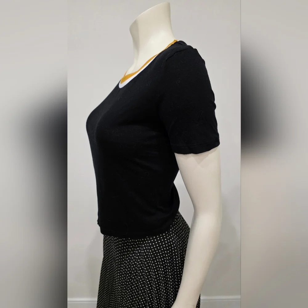Zara Trafaluc Black Fitted Cropped Plain Short Sleeve Tee S - Picture 3 of 11